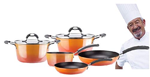 VITREX 71PACAFUE20 71PACAFUE20-Olla Gourmet de Aluminio Full Induction Modelo Fuego de 20x10 cm, Metal, Naranja, 20 cm