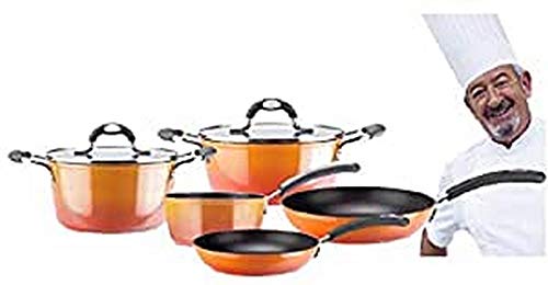 VITREX 71PACAFUE24 71PACAFUE24-Olla Gourmet de Aluminio Full Induction Modelo Fuego de 24x11 cm, Metal, Naranja, 24 cm