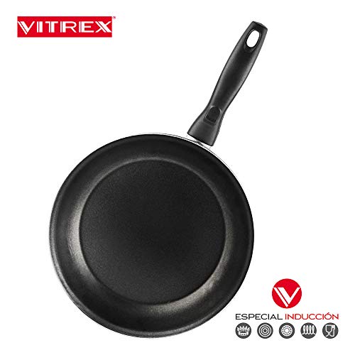 VITREX SARTEN Marseille. Sartén Antiadherente Doble Capa, Acero vitrificado, Compatible con Todo Tipo de Fuego, Incluido inducción. Apta lavavajillas. Mango ergonómico (SARTEN, 20 + 24 + 28)