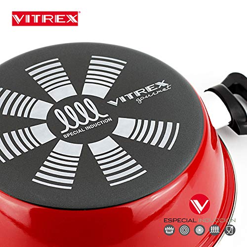 VITREX TARTERA Marseille. TARTERA Antiadherente Doble Capa, Acero vitrificado, Compatible con Todo Tipo de Fuego, Incluido inducción. Apta para lavavajillas. Mango ergonómico (TARTERA, 24_cm)