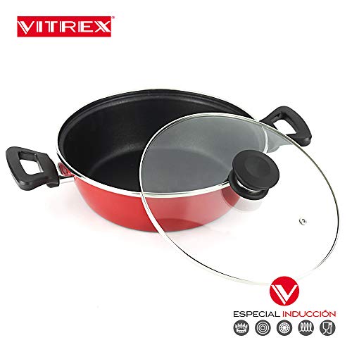 VITREX TARTERA Marseille. TARTERA Antiadherente Doble Capa, Acero vitrificado, Compatible con Todo Tipo de Fuego, Incluido inducción. Apta para lavavajillas. Mango ergonómico (TARTERA, 24_cm)