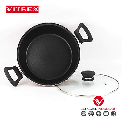 VITREX TARTERA Marseille. TARTERA Antiadherente Doble Capa, Acero vitrificado, Compatible con Todo Tipo de Fuego, Incluido inducción. Apta para lavavajillas. Mango ergonómico (TARTERA, 24_cm)