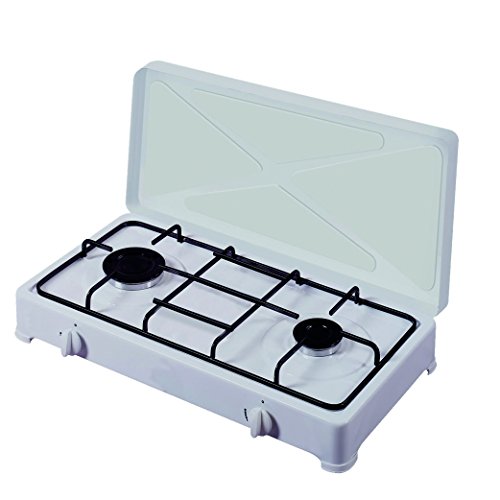 Vitrokitchen 200BN - Hornillo a gas natural con 2 quemadores, 32x60x12 cm, Blanco