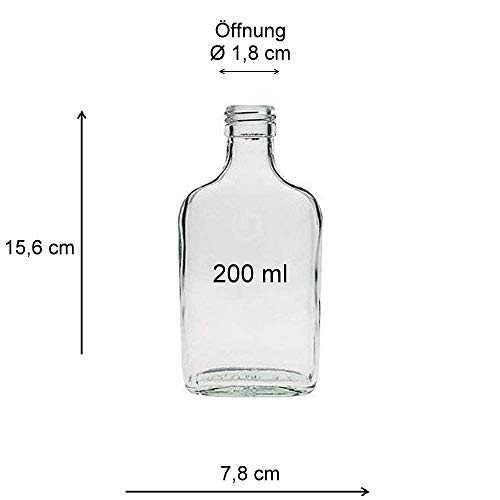 Viva-artículos de Uso doméstico - 30 Botellas de Cristal 200 ml con tapón de Rosca para llenar Incluye Embudo diámetro 7 cm