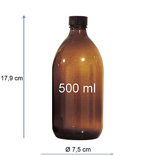 Viva Haushaltswaren frascos de Farmacia, Medicinal de/braunglasflasche inkulsive un Etiqueta identificadora, Vidrio, marrón, 1 x 500ml