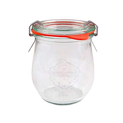 Viva Haushaltswaren - Tarros de Cristal (6 Unidades, 220 ml, Forma Redonda, indicados para Pasteles, entrantes o postres, con Gomas y Cierre, Incluye Embudo)