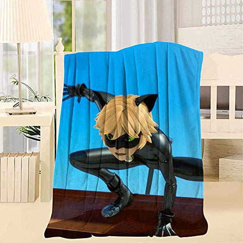 vjgdlz Throw Blanket Cat M-Iraculous Lady-Bug NOI-R Manta Throw Soft Sofá Hogar Decorativo Jardín Oficina Cama Sofá Silla Camping 102cmX127cm