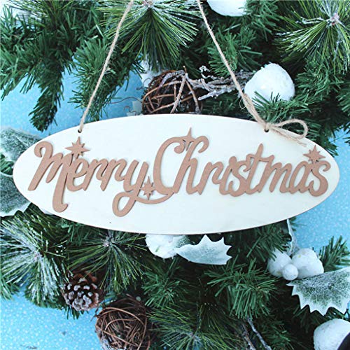 Vkospy Árbol de Navidad Merry Christmas Letras de Madera Colgante de la Puerta decoración Ornamento Colgante Bricolaje Año Nuevo Festival de Inicio del Ornamento