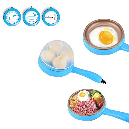 VLERHH Cocedor De Huevos Eléctrico con Capacidad De 1 A 7 Huevos Cocidos, Duros, Mollet Y Pasados por Agua,Utilizado para Huevos Cocidos, Arroz Caliente, Leche Caliente, Filete Frito(Azul)