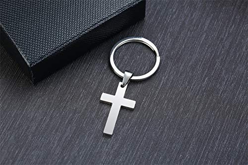 VNOX Personalizado Biblia Verso fe Cruz Oración Llavero Llavero Llavero para Hombres Mujeres,Acero Inoxidable Regalo Religioso