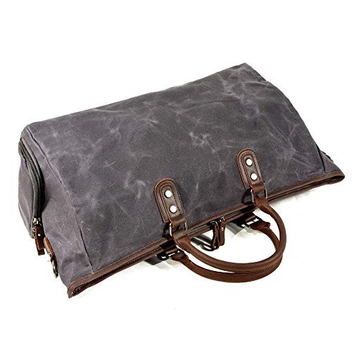 Vobajf-STB - Bolsa de viaje unisex de lona impermeable para gimnasio, deporte, bolso de mano, bolso de mano, bolso de mano, bolso de mano, para hombres y mujeres, Tejido Oxford, gris, 52x18x37cm