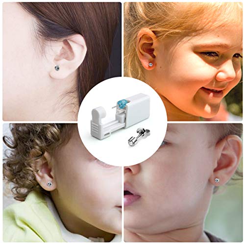 Vockvic Pistola de Piercing de Oreja, 4 Paquetes Desechables Equipo de Pistolas Perforadoras de Oreja, Práctico Portátil kit de Piercings para Niñas, Niños, Mujeres, Hombres