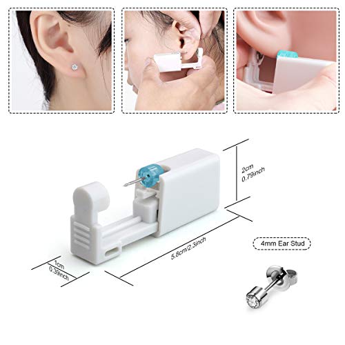 Vockvic Pistola de Piercing de Oreja, 4 Paquetes Desechables Equipo de Pistolas Perforadoras de Oreja, Práctico Portátil kit de Piercings para Niñas, Niños, Mujeres, Hombres