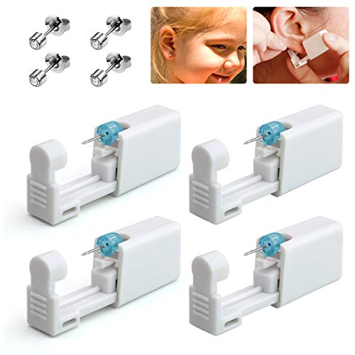 Vockvic Pistola de Piercing de Oreja, 4 Paquetes Desechables Equipo de Pistolas Perforadoras de Oreja, Práctico Portátil kit de Piercings para Niñas, Niños, Mujeres, Hombres