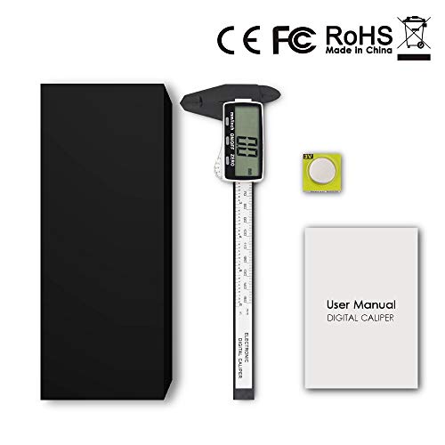 Vodlbov Calibre Digital Plástico de 0-150mm/ Pie de Rey Calibrador de Gran pantalla LCD, Alta precisión,Dos unidades, mm/pulgadas,Medida de Diámetro Interior,Exterior,Profundidad y Escalera.