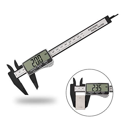 Vodlbov Calibre Digital Plástico de 0-150mm/ Pie de Rey Calibrador de Gran pantalla LCD, Alta precisión,Dos unidades, mm/pulgadas,Medida de Diámetro Interior,Exterior,Profundidad y Escalera.