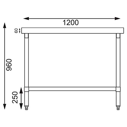 Vogue t376 mesa de acero inoxidable