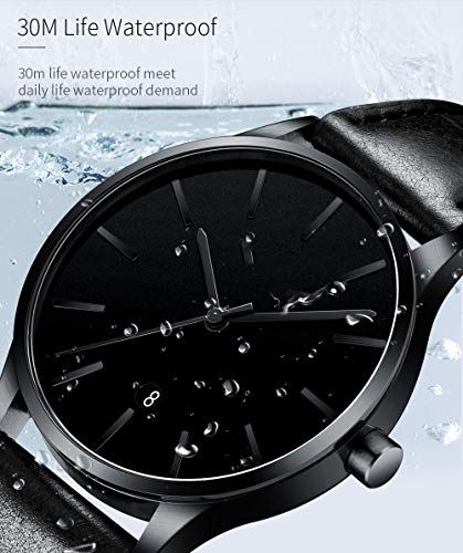 Voigoo Relojes for Hombres Negro Impermeable Reloj Casual for Hombre de Cuarzo Reloj de Cuero de los Hombres del Reloj del Calendario de Vestir Relogio Masculino