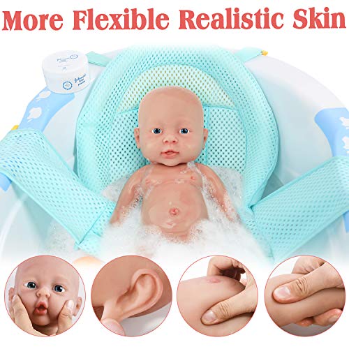 Vollence Realista Bebé Reborn de 40 cm. Libre de PVC. Muñeca bebé Realista con Cuerpo Completamente Lleno de Platino sólido. Muñeca bebé Natural Hecha a Mano con Ropa - Chica