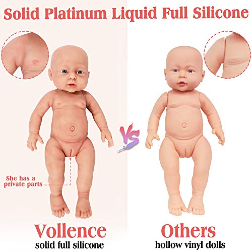 Vollence Realista Bebé Reborn de 40 cm. Libre de PVC. Muñeca bebé Realista con Cuerpo Completamente Lleno de Platino sólido. Muñeca bebé Natural Hecha a Mano con Ropa - Chica