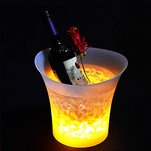 Volwco Cubo De Hielo LED Cambio De Colores Cubitera LED Gran Capacidad 5L Champagne Vino Bebidas Cerveza Cubo para La Boda De La Barra del Partido KTV Inicio