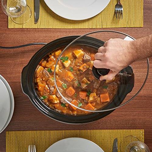 VonShef Olla De Cocción Lenta de 6,5L de Acero Inoxidable - Plato Desmontable del Horno A La Mesa Y Tapa De Vidrio