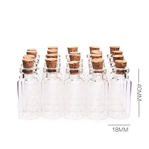 vorcool 25 unidades Mini de Botella de cristal con corcho para mensaje boda fiesta 18 x 40 mm