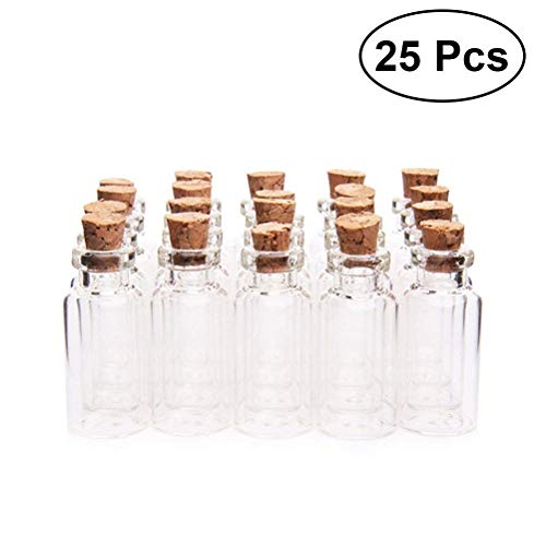 vorcool 25 unidades Mini de Botella de cristal con corcho para mensaje boda fiesta 18 x 40 mm