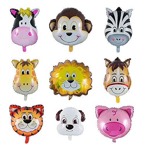 Vordas 9 Piezas Globos Animales Cumpleaños, Globos Animales Helio - Helio está Permitido, Decoración de la Fiesta de Cumpleaños de los Niños (Tamaño: 30-50 cm)