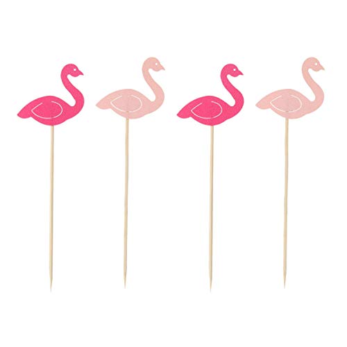 Vosarea 100 Unids Flamingo Cupcake Toppers Birthday Party Cake Picks Suministros de Decoración de Alimentos para Cocktail Fiesta de Cumpleaños