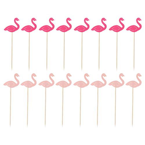 Vosarea 100 Unids Flamingo Cupcake Toppers Birthday Party Cake Picks Suministros de Decoración de Alimentos para Cocktail Fiesta de Cumpleaños