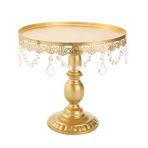 Vosarea 3 unids Crystal Cake Stand Ronda de Cumpleaños de la Boda Postre Cupcake Pedestal Display Shelf (Golden)