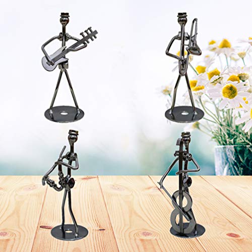 Vosarea 4pcs Vintage creativo hierro arte metal música figura escritorio música decoración（Random mode）