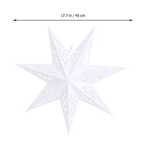 Vosarea papel de linterna de estrella 45 cm colgante festival de navidad boda fiesta de cumpleaños decoración del hogar ahueca hacia fuera los colgantes (blanco)