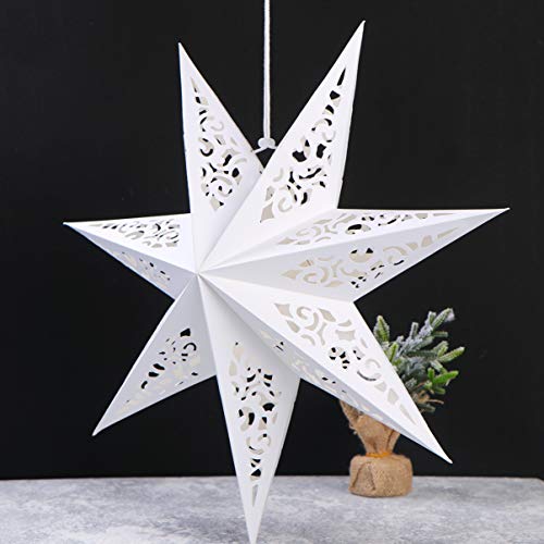 Vosarea papel de linterna de estrella 45 cm colgante festival de navidad boda fiesta de cumpleaños decoración del hogar ahueca hacia fuera los colgantes (blanco)