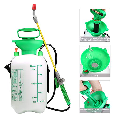 VOXON Pulverizador de Resión Boquilla Ajustable de 5 litros Capacidad para Ser Utilizado como Jardinería, Lavado de Coches, Limpieza de Ventanas, Riego de Flores, Fertilización y Mucho Más