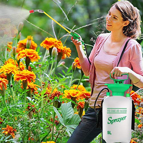 VOXON Pulverizador de Resión Boquilla Ajustable de 5 litros Capacidad para Ser Utilizado como Jardinería, Lavado de Coches, Limpieza de Ventanas, Riego de Flores, Fertilización y Mucho Más