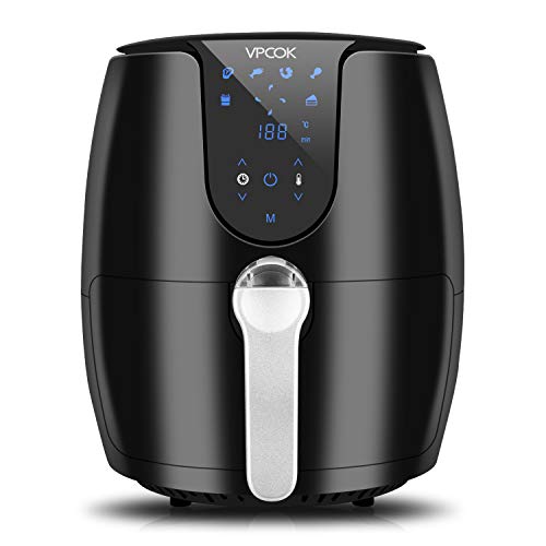 VPCOK Freidora sin Aceite, XXL Freidora de Aire Caliente con 6 Programas, Air Fryer con Temperatura y Temporizador Ajustable, Cesta Antiadherente, Libre de BPA