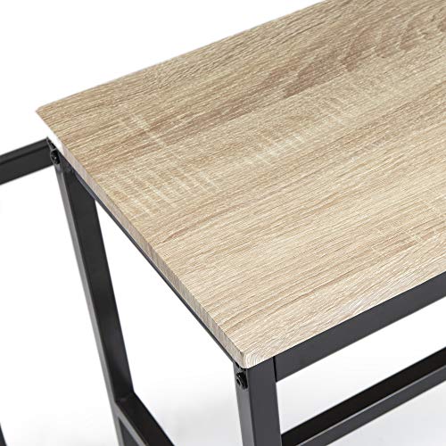 VS Venta-stock Conjunto Mesa y 2 Bancos Lisboa para Comedor o Cocina, Mesa 110 cm x 70 cm x 75 cm, Estructura metálica