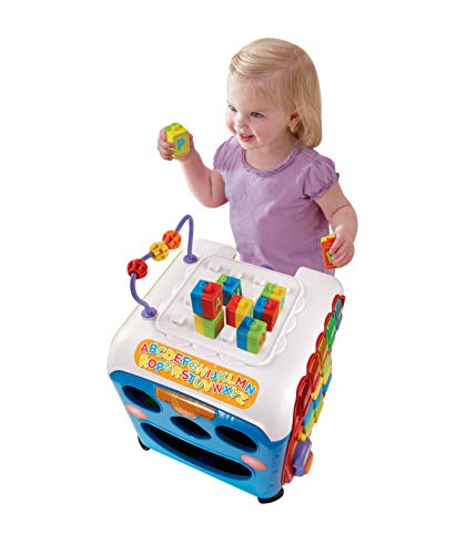 VTech- Alfacubo sorpresas Maxi Cubo de Actividades Que Contiene Engranajes y Bloques de construcción, más de 30 Canciones, Frases y melodías Que enseñan Formas, Letras, Colores y música (3480-135422)