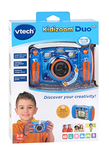 VTech Kidizoom Duo 5.0, Cámara de Fotos Digital para Niños, 5 MP, Pantalla a Color, 2 Objetivos, Azul, Versión Inglesa