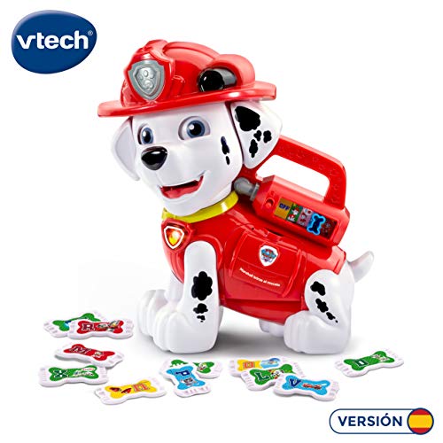 VTech- Marshall Letras al Rescate Disney Abecedario Interactivo de Patrulla Canina con Huesos en Forma de Galletas para Escuchar Palabras y más Datos interesantes (3480-190422)