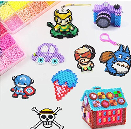 vytung Lote de 10000 Abalorios,36 Color(6 Brillar en Oscuridad) de los Granos DIY de Perler Caja de fusibles Conjunto de Perlas de 5 mm Hama Beads (5Template + 89Imagine + 6Cart de Hierro + 2 Pinzas)