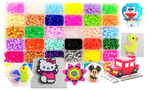 vytung Lote de 10000 Abalorios,36 Color(6 Brillar en Oscuridad) de los Granos DIY de Perler Caja de fusibles Conjunto de Perlas de 5 mm Hama Beads (5Template + 89Imagine + 6Cart de Hierro + 2 Pinzas)