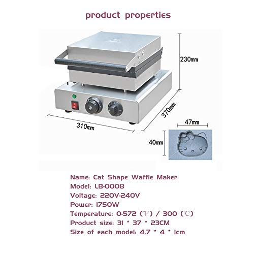 Waflera Comercial Electricidad inoxidable forma de Hello Kitty galleta del panadero máquina del tiempo con y de control de temperatura adecuado for la familia restaurante Panaderías Snack-bar, waflera