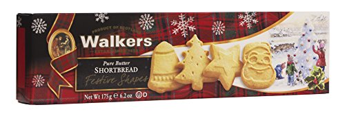 Walkers Festive Shapes Shortbread, Galletas Navideñas de Mantequilla, 175 g