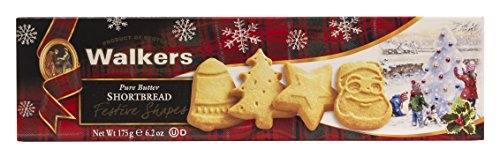 Walkers Festive Shapes Shortbread, Galletas Navideñas de Mantequilla, 175 g