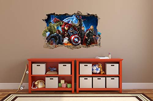 Wall Graphics Pegatinas de Pared Agujero en la Pared Vengadores Avengers Adhesivo Decorativo de Pared 76 (L - 70 x 46 cm)