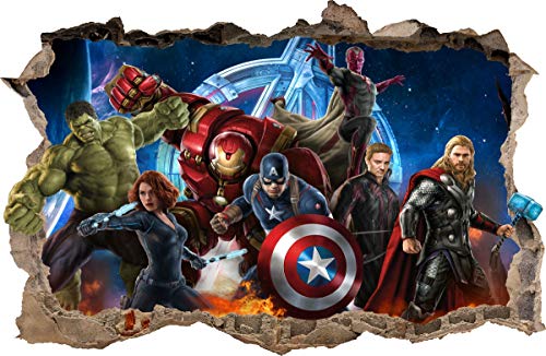 Wall Graphics Pegatinas de Pared Agujero en la Pared Vengadores Avengers Adhesivo Decorativo de Pared 76 (L - 70 x 46 cm)