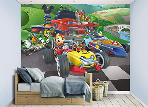 Walltastic, Papel Pintado Disney Mickey Mouse Roadster Racers, Papel, Multicolor, 243 x 304 cm